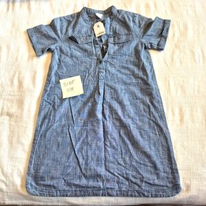 Crazy 8 girls size 7/8 or Medium blue chambray short sleeve dress NWT 2018